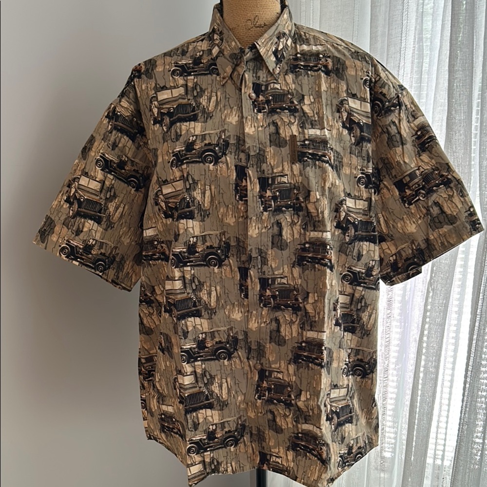 Classic Car Print Men's Button Down Shirt